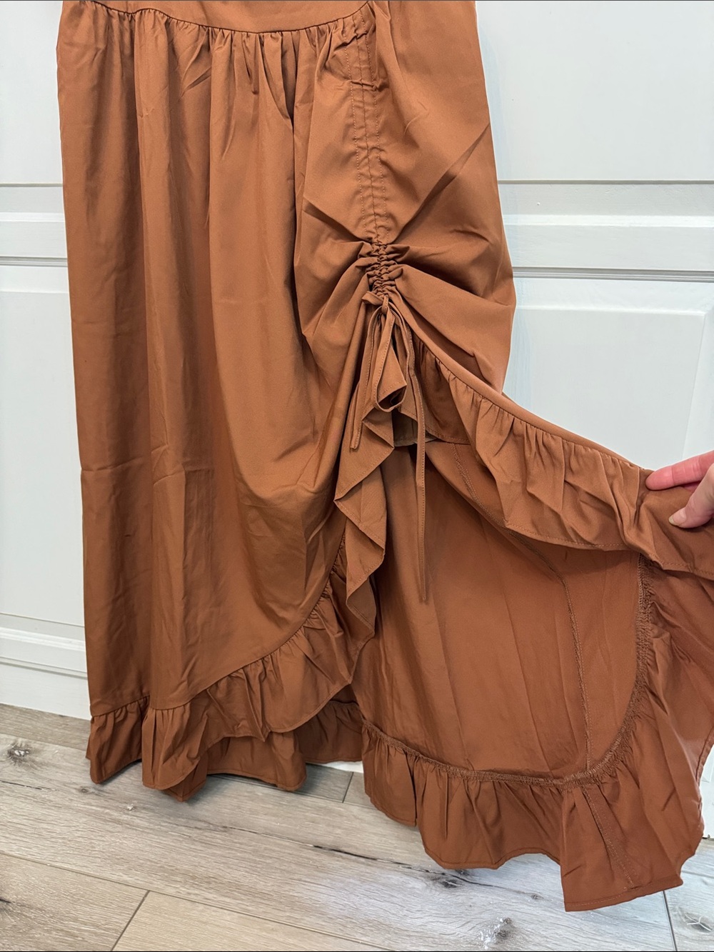 Scarlet Darkness Victorian Fairy Midi Dress Brown L Puff Sleeve Square Neck - Picture 3 of 8